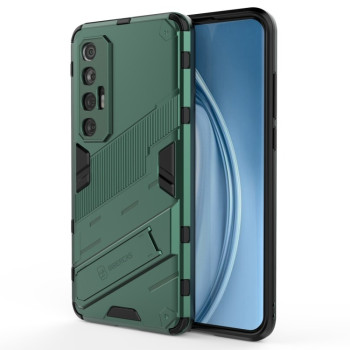 Противоударный чехол Punk Armor с подставкой на Xiaomi Mi 10S - зеленый