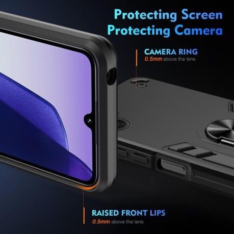 Ударозащитный чехол Metal Ring Holder для Samsung Galaxy A07 4G - черный