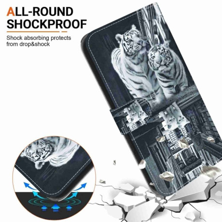 Чехол-книжка Colored Drawing Series на Samsung Galaxy A05 - Cat Tiger Reflection