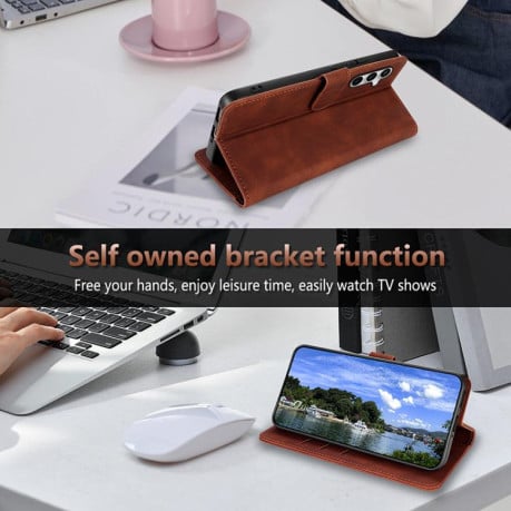 Чохол-книжка AZNS м'яке покриття Skin Feel фактура &quot;calf&quot; на Samsung Galaxy S25 FE 5G - коричневий
