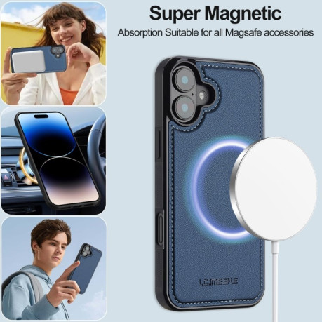 Чехол-книжка LCIMEEKE L2 Series Detachable Magsafe для iPhone 16 - синий