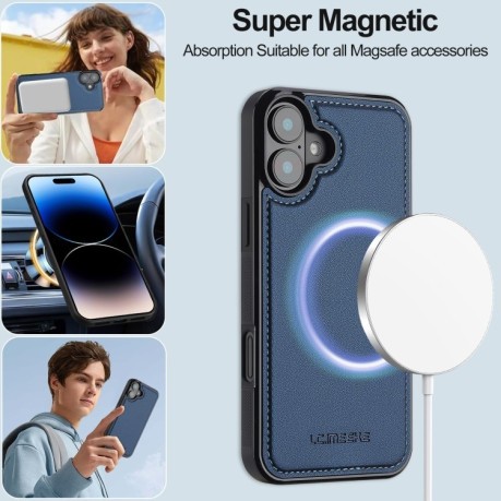 Чехол-книжка LCIMEEKE L2 Series Detachable Magsafe для iPhone 16 Plus - синий