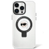 Оригінальний чохол Karl Lagerfeld Ring Stand Karl Choupette MagSafe для iPhone 15 Pro - white(KLHMP15LHMRSKHH)