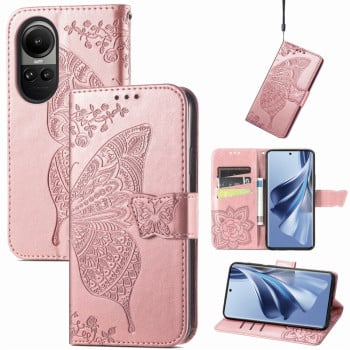 Чохол-книжка Butterfly Love Flower Embossed на OPPO Reno10 / 10 Pro Global - рожеве золото