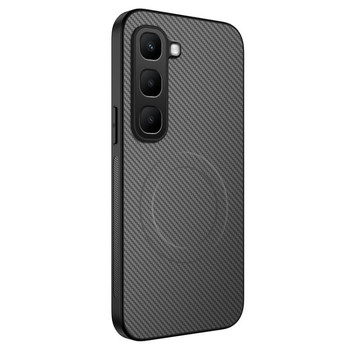 Магнітний чохол Wanlonfeng серії TQ з текстурою карбону на Infinix Hot 70 — сірий