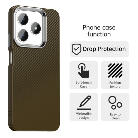 Ударозахисний чохол HMC Carbon Fiber Series IMD на Realme C61/C63/Note 60/Note 60x - коричневий