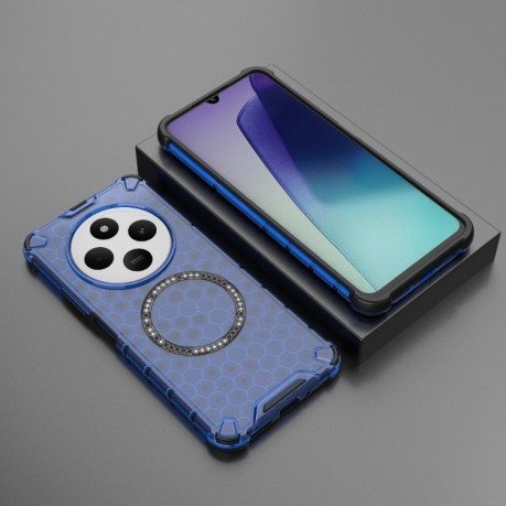 Противоударный чехол Honeycomb Magnetic Ring Shockproof на Xiaomi Redmi 14C 4G/Poco C75/Redmi A4 5G - синий