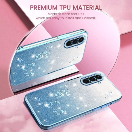 Протиударний чохол Gradient Glitter Flower All-inclusive  для Samsung Galaxy A36 - синій