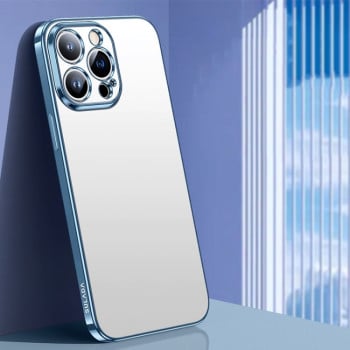 Чохол SULADA Electroplating Frosted TPU на iPhone 15 Pro Max - блакитний