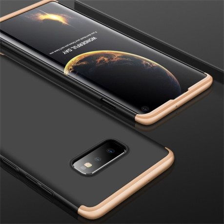 Противоударный чехол GKK Three Stage Splicing Full Coverage на Samsung Galaxy S10 E- черно-золотой