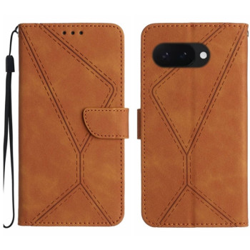 Чехол-книжка Stitching Embossed Leather для Google Pixel 9a - коричневый