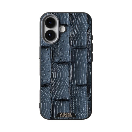 Ультратонкий чехол ABEEL Beast Pattern 6D Micro-Embossed MagSafe Genuine Leather на iPhone 17 - синий