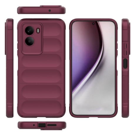Силиконовый чехол Magic Flannel на Xiaomi Poco M7 4G 169mm - винно-красный
