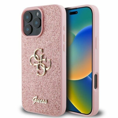 Оригінальний чохол Guess Fixed Glitter Big для iPhone 16 Pro Max - Pink