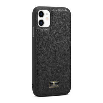Противоударный чехол Fierre Shann Leather для iPhone 11 - Lychee Black