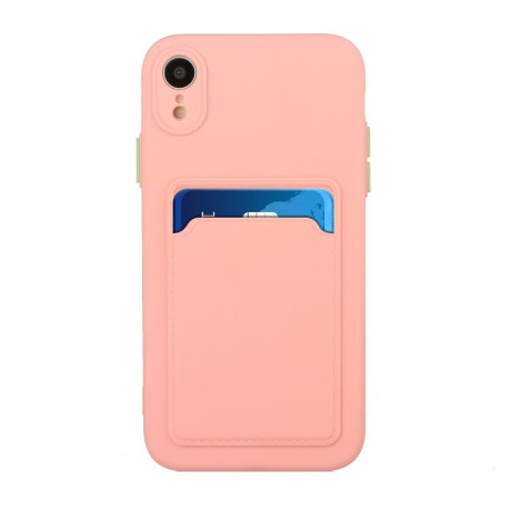 Противоударный чехол Card Slot Design для iPhone XR - розовый