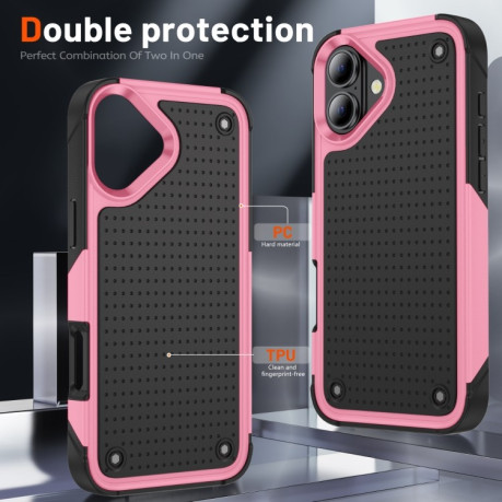 Противоударный чехол PC + TPU Shockproof Protective для  iPhone 16 - Pink+Black