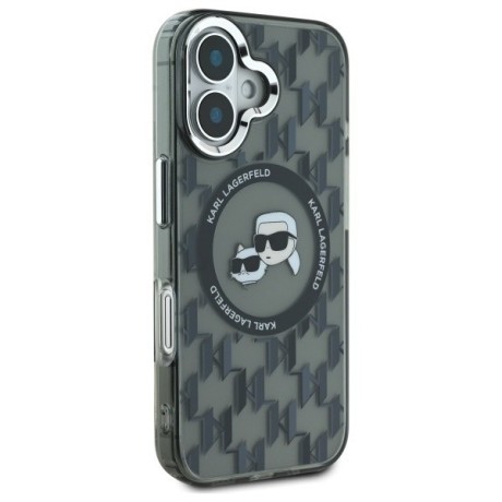 Оригинальный чехол Karl Lagerfeld IML Monogram Karl &amp; Choupette Head MagSafe для iPhone 16 - Black