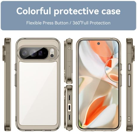 Чохол Colorful Acrylic Series з кольоровим бампером на Google Pixel 10 Pro XL - прозоро-сірий