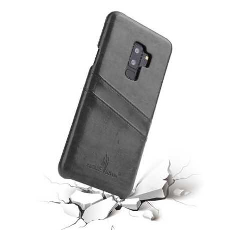 Кожаный чехол Fierre Shann Retro Oil Wax Texture на Samsung Galaxy S9 Plus-черный