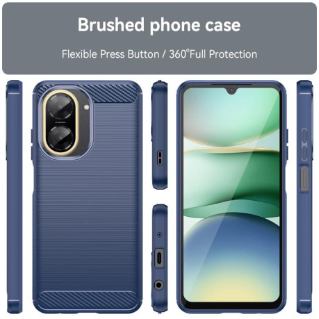 Противоударный чехол Brushed Texture Carbon Fiber на Xiaomi Redmi A5 4G 171.7mm / Poco C71 - синий
