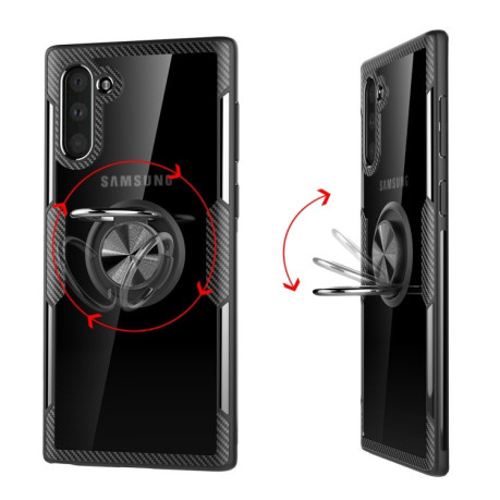 Противоударный акриловый чехол Acrylic Ring Bracket на Samsung Galaxy Note 10- черный