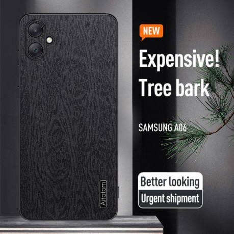 Чехол Tree Bark Leather Shockproof для Samsung Galaxy A06 4G - черный