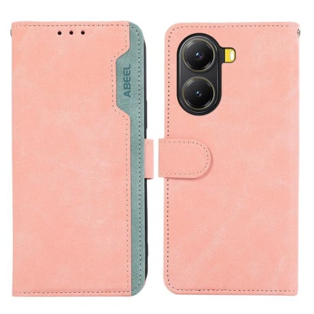 Чохол-книжка ABEEL Color Block Magnetic RFID Leather на Xiaomi Poco X7 Pro - Pink-Cyan