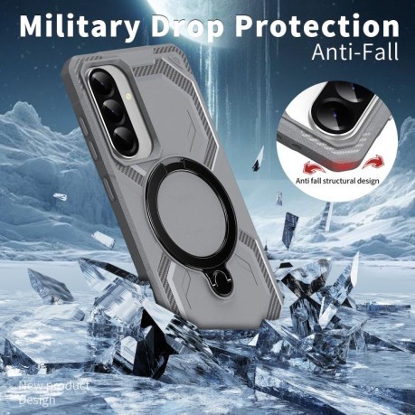 Противоударный чехол Frosted MagSafe Holder для Samsung Galaxy A56 5G - серый