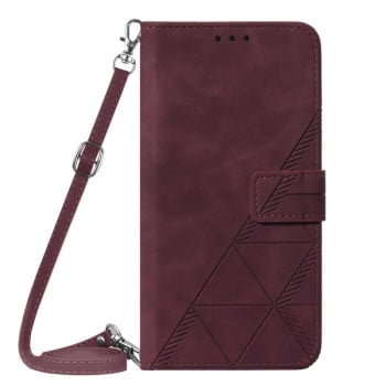 Чехол-книжка Crossbody 3D Embossed на Samsung Galaxy M33 5G - винно-красный