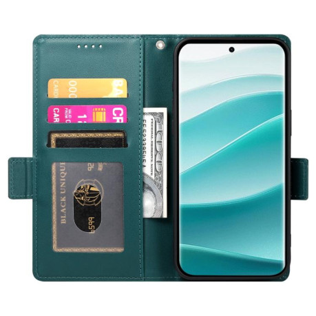 Чехол-книжка Side Buckle Magnetic Frosted Leather для Xiaomi Redmi Note 14 Pro 4G - зеленый