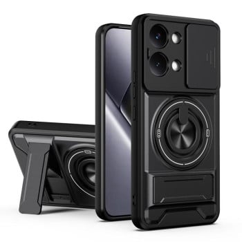 Ударостійкий чохол Lens Sliding Window Multifunctional Magnetic Shockproof зі шторкою камери для Xiaomi Poco X8 Pro Max 5G — чорний