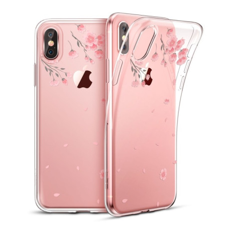 Силіконовий чохол ESR Mania Series Cherry Blossoms iPhone X - прозорий