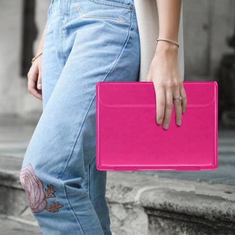 Кожанный чехол-конверт Dux Ducis на MacBook 13 - розовый
