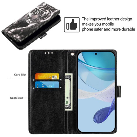 Чехол-книжка Colored Drawing Pattern Plain Weave Leather для Xiaomi Redmi Note 14 Pro 4G - разноцветный