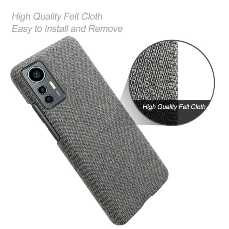 Противоударный чехол Cloth Coated Hard Plastic для Xiaomi 12 Lite - серый