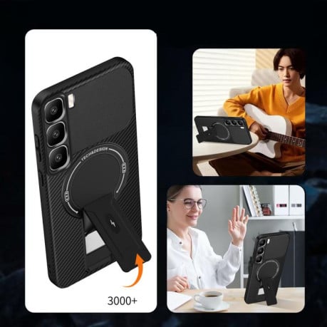 Противоударный чехол Carbon Fiber Texture (MagSafe) на Infinix Hot 60 Pro+ 4G - черный