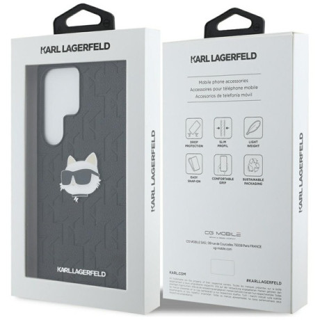 Оригінальний чохол Karl Lagerfeld Leather Monogram Pin Logo Choupette Head для Samsung Galaxy S25 Ultra - Black