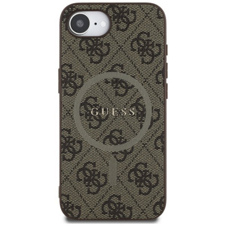 Оригинальный чехол Guess 4G Ring Classic MagSafe для iPhone 16e - Brown