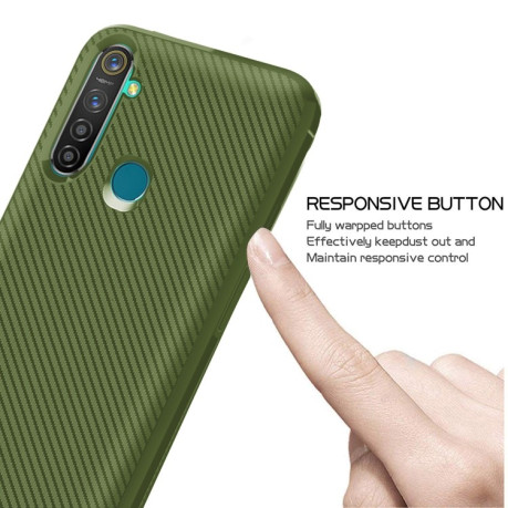 Протиударний чохол Carbon Fiber Texture Protective Case на Realme 5 Pro/Realme Q - зелений