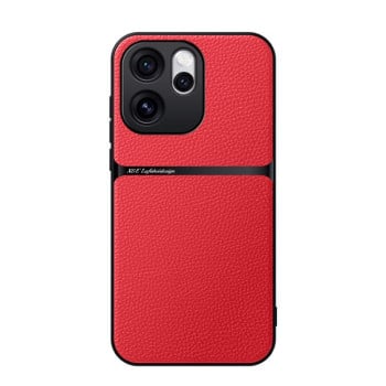 Чехол Litchi Leather Magnetic Full Coverage Shockproof на OPPO Reno15 5G Global — красный