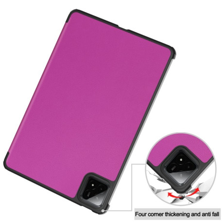 Чехол Custer Texture Three-folding Sleep/Wake-up для Xiaomi Pad 7 / 7 Pro- черный - фиолетовый