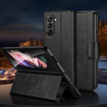 Кожаный чехол-книжка SULADA All-inclusive Magnetic Snap Flip Leather для Samsung Galaxy  Fold 6 - черный