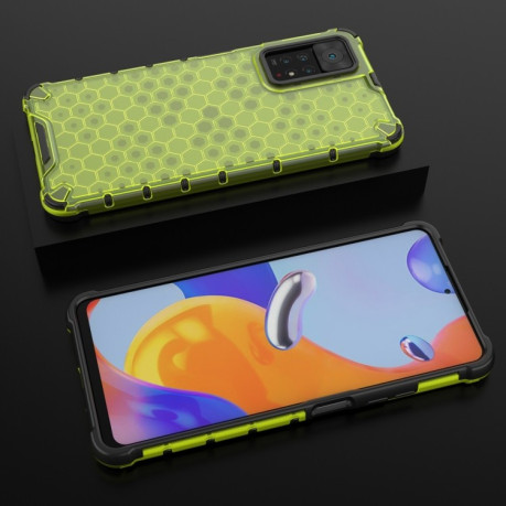 Противоударный чехол Honeycomb на Xiaomi Poco X4 GT - зеленый