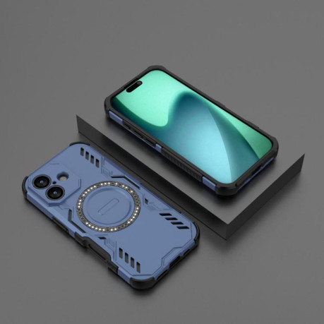Противоударный чехол Butterfly Armor MagSafe Magnetic Ring Shockproo для iPhone 17 - синий
