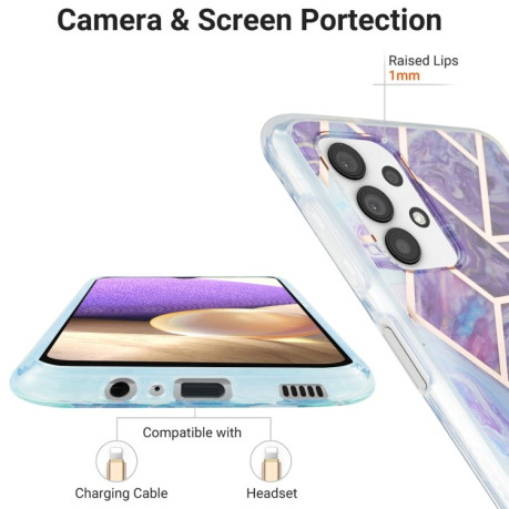 Противоударный чехол  IMD Splicing Marble для Samsung Galaxy A13 4G - фиолетовый