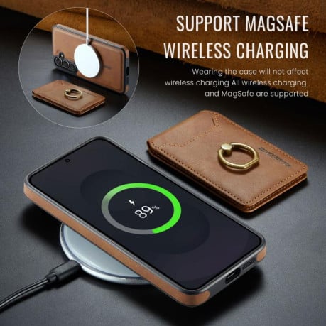 Чохол MAGKING K1 з MagSafe і кишенькою на карт + RFID на Samsung Galaxy S25 FE 5G - коричневий