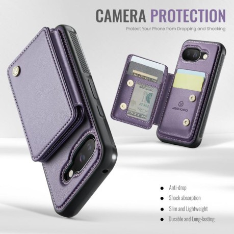 Чехол JEEHOOD J05 Business Magnetic Style RFID Leather для Google Pixel 9a - фиолетовый