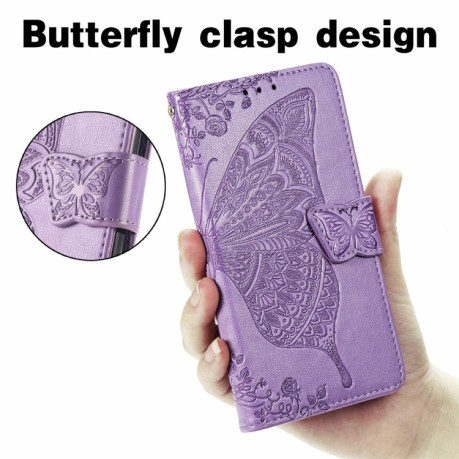 Чехол-книжка Butterfly Love Flower Embossed на Realme GT Master - фиолетовый