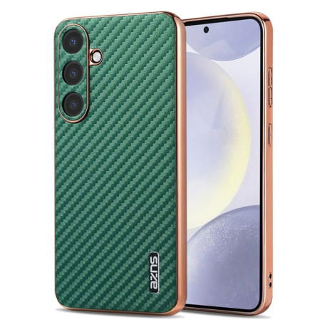 Ударозахисний чохол AZNS Electroplated Edge Carbon Fiber Texture на Samsung Galaxy S25+ 5G - зелений